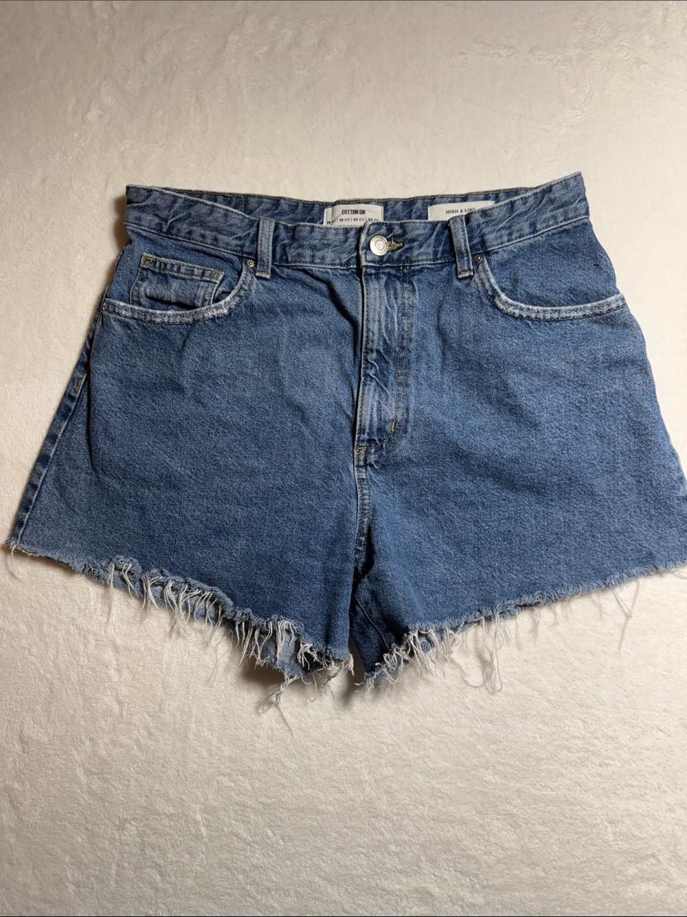 Cotton On Classic Blue Frayed Hem Denim Shorts